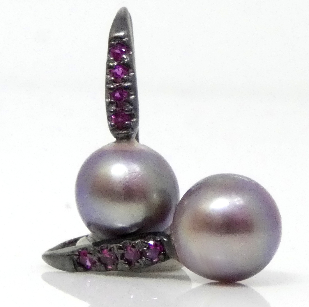 Purple 9mm Round Pearl Earring